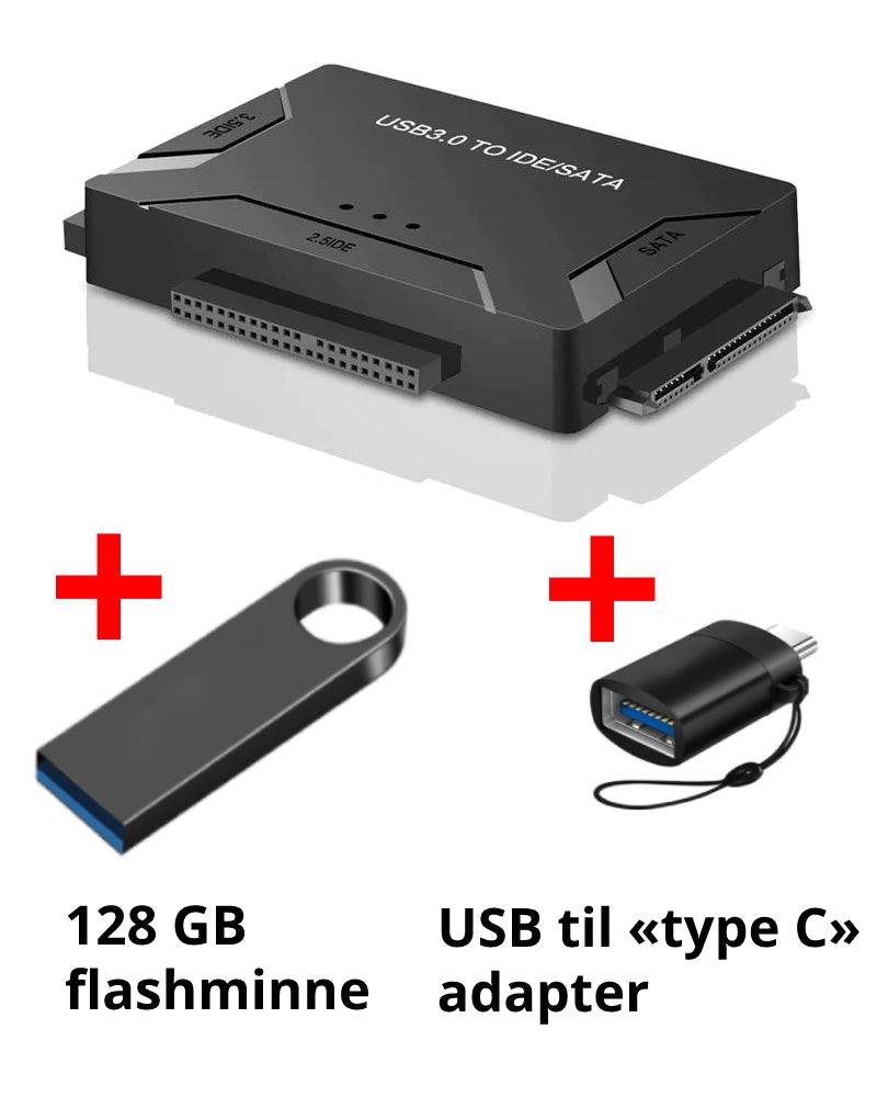 USB 3.0 til IDE/SATA-harddiskadapter Samlepakke - Kosteppe