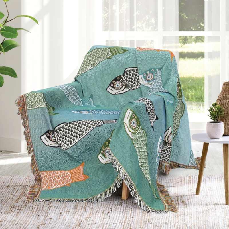 "Sjarmerende fisk" Boho Vevd Pledd