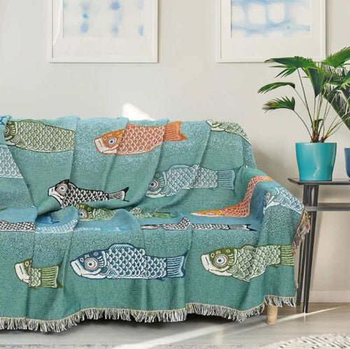 "Sjarmerende fisk" Boho Vevd Pledd