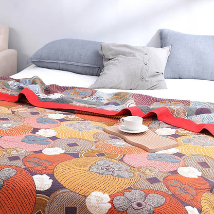 "Persimmon" Boho Vevd Dobbeltsidig Pledd