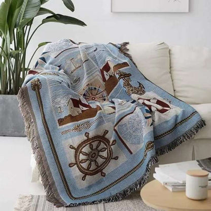 "Sjømannens drøm" Boho Vevd Pledd