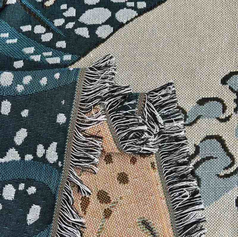 "Sjarmerende Bølger" Boho Vevd Dobbeltsidig Pledd