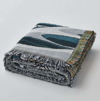 "Sjarmerende Bølger" Boho Vevd Dobbeltsidig Pledd