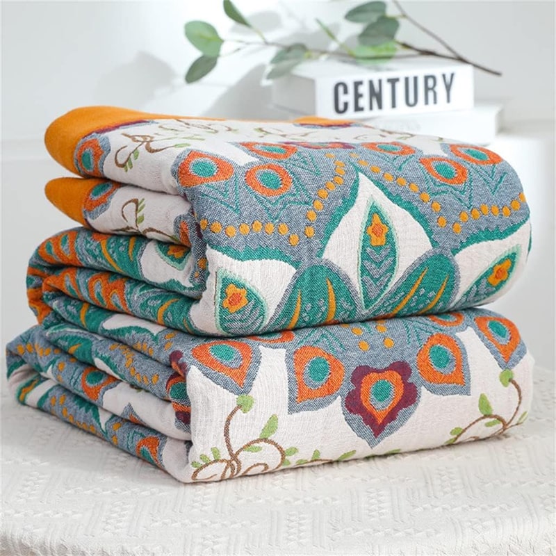 "Mandala" Boho Vevd Dobbeltsidig Pledd