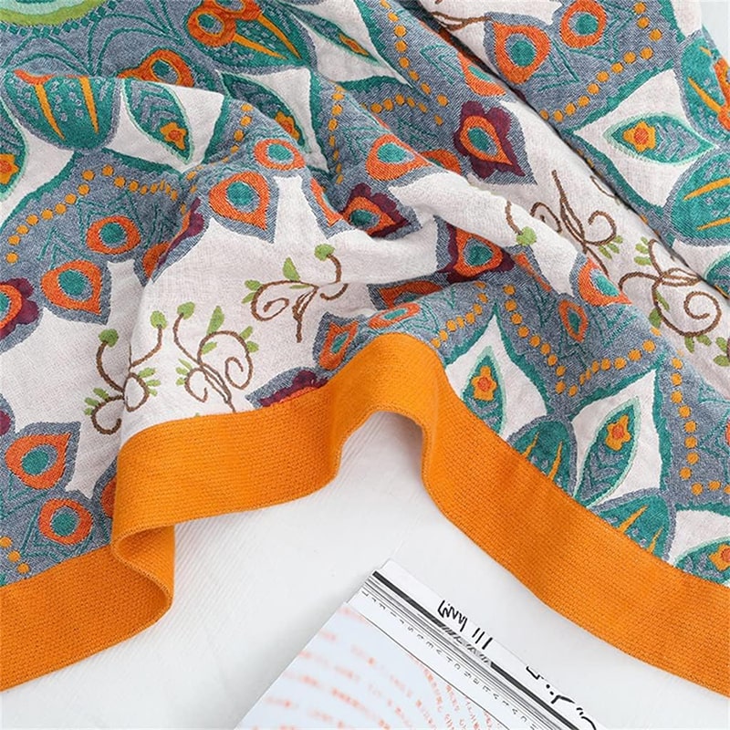 "Mandala" Boho Vevd Dobbeltsidig Pledd