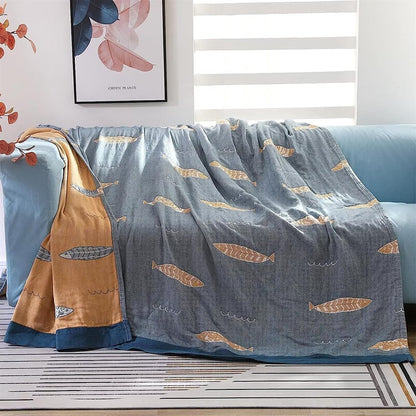 "Hav" Boho Vevd Dobbeltsidig Pledd