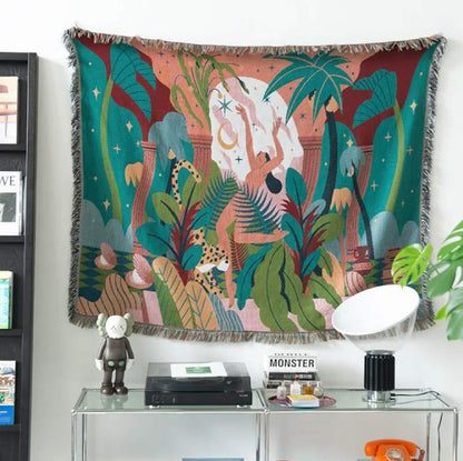 "Abstraksjon" Boho Vevd Pledd