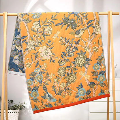 "Trær blomstrer" Boho Vevd Dobbeltsidig Pledd