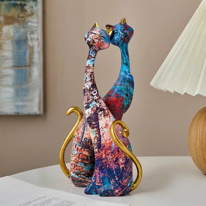 Abstrakte katte dekorasjonsfigurer (sett med 2 stykker)