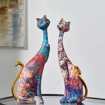 Abstrakte katte dekorasjonsfigurer (sett med 2 stykker)