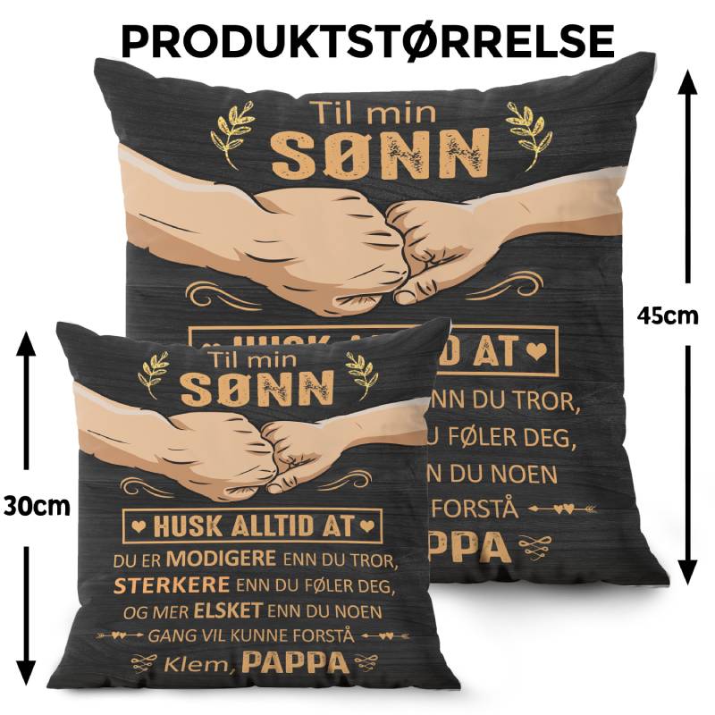 Du er modigere enn du tror – Gave til sønn - Personlige puter