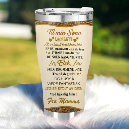 Varmen fra en mors berøring - Gave til sønn - Personalisert Tumbler