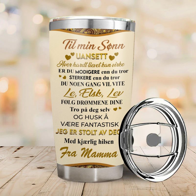 Varmen fra en mors berøring - Gave til sønn - Personalisert Tumbler