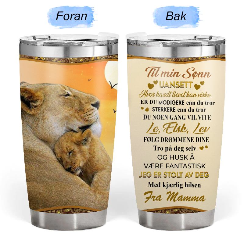 Varmen fra en mors berøring - Gave til sønn - Personalisert Tumbler
