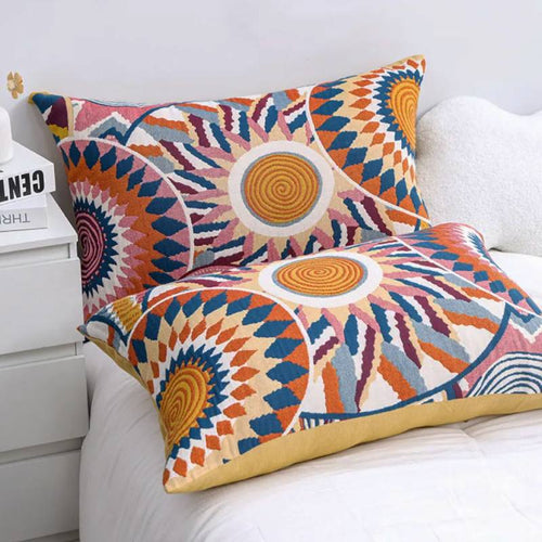 Boho "Oransje" Putetrekk i bomullsgas, 48x74cm (2 stk)