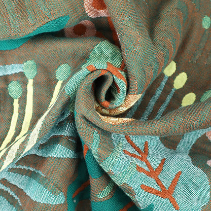 "Skoglivet" Boho Vevd Dobbeltsidig Pledd