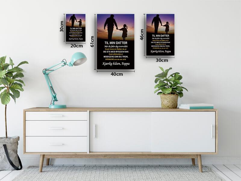 Foto på lerret fra far til datter - "Verdifulle øyeblikk" - Kosteppe