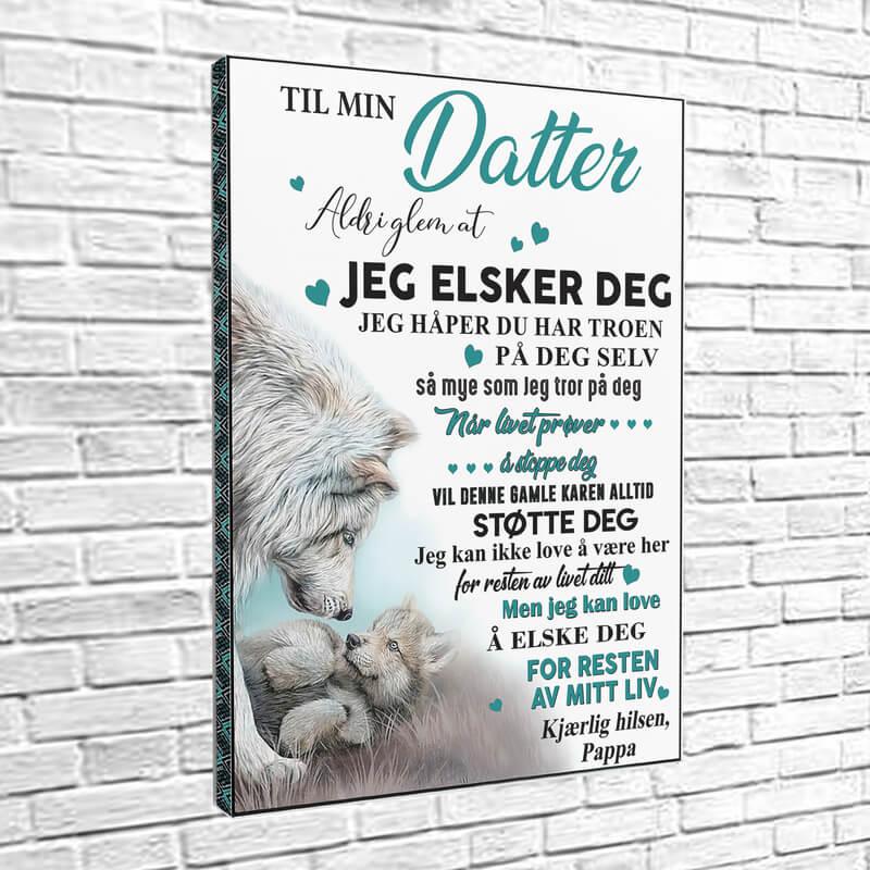 Foto på lerret fra far til datter - "Ulvelojalitet" - Kosteppe