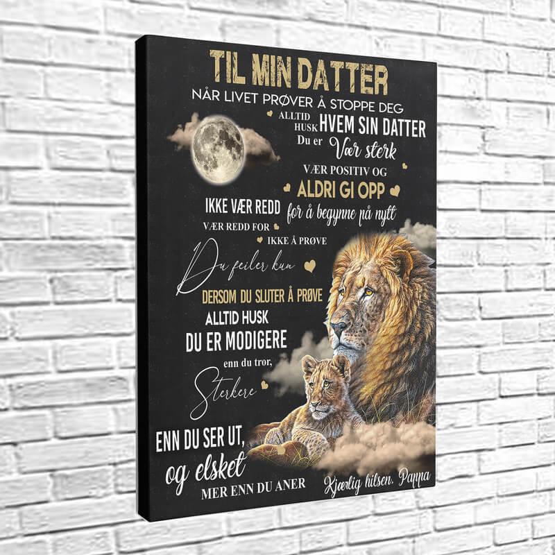 Foto på lerret fra far til datter - "Kraften til mors kjærlighet" - Kosteppe
