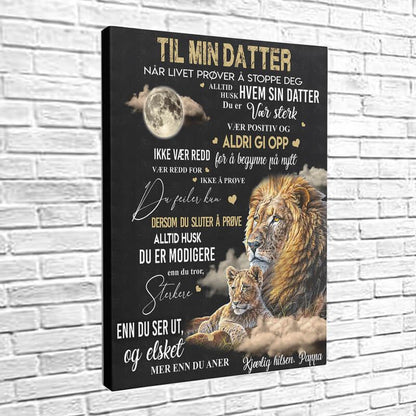 Foto på lerret fra far til datter - "Kraften til mors kjærlighet" - Kosteppe