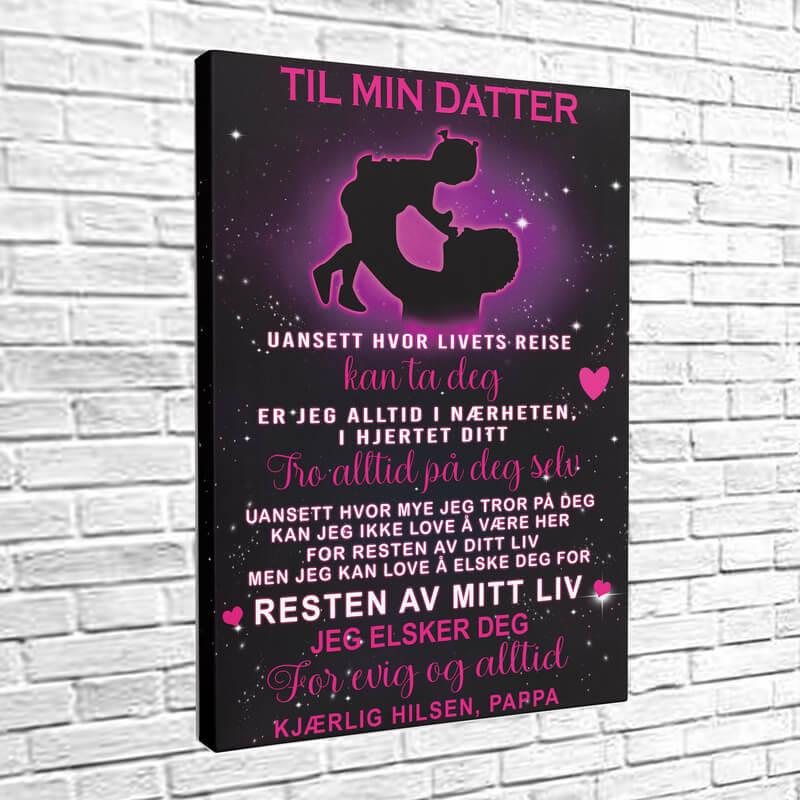 Foto på lerret fra far til datter - "Du er mitt mirakel" - Kosteppe