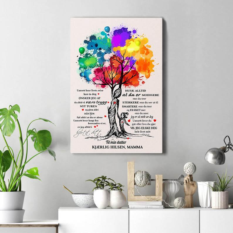 Foto på lerret fra mor til datter - "Mystisk tre" - Kosteppe