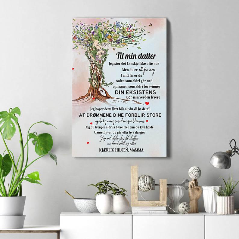 Foto på lerret fra mor til datter - "Kjærlighetstre" - Kosteppe