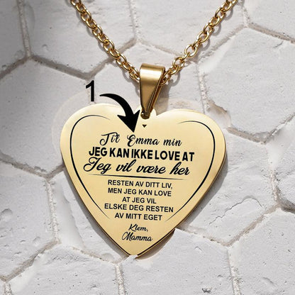 Lover å elske deg – Hjerteanheng gravert fra mor til datter - Kosteppe