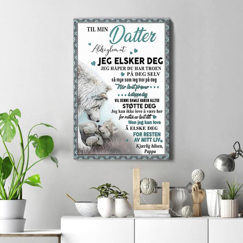 Foto på lerret fra far til datter - "Ulvelojalitet" - Kosteppe