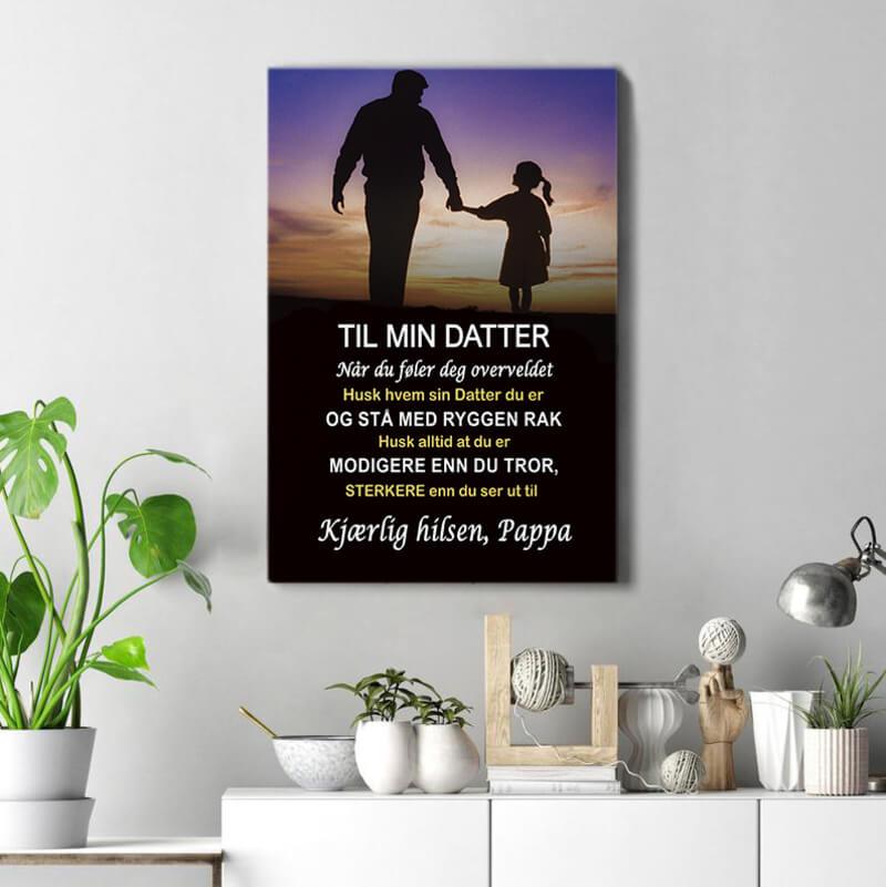 Foto på lerret fra far til datter - "Verdifulle øyeblikk" - Kosteppe