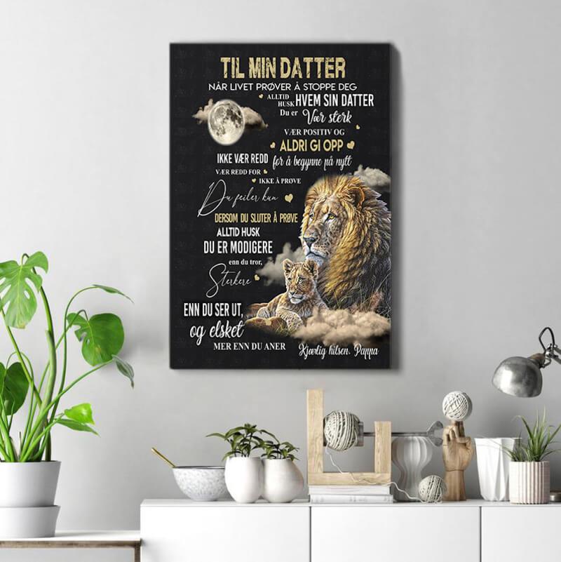 Foto på lerret fra far til datter - "Kraften til mors kjærlighet" - Kosteppe