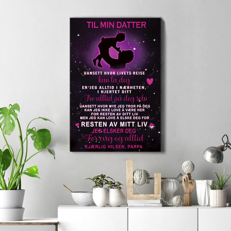 Foto på lerret fra far til datter - "Du er mitt mirakel" - Kosteppe