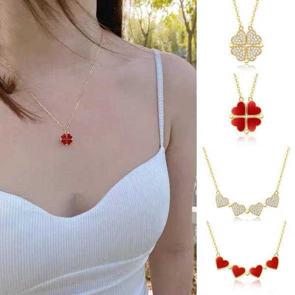 LUKSUS HALSKJEDE MED 4 HJERTER - Kosteppe