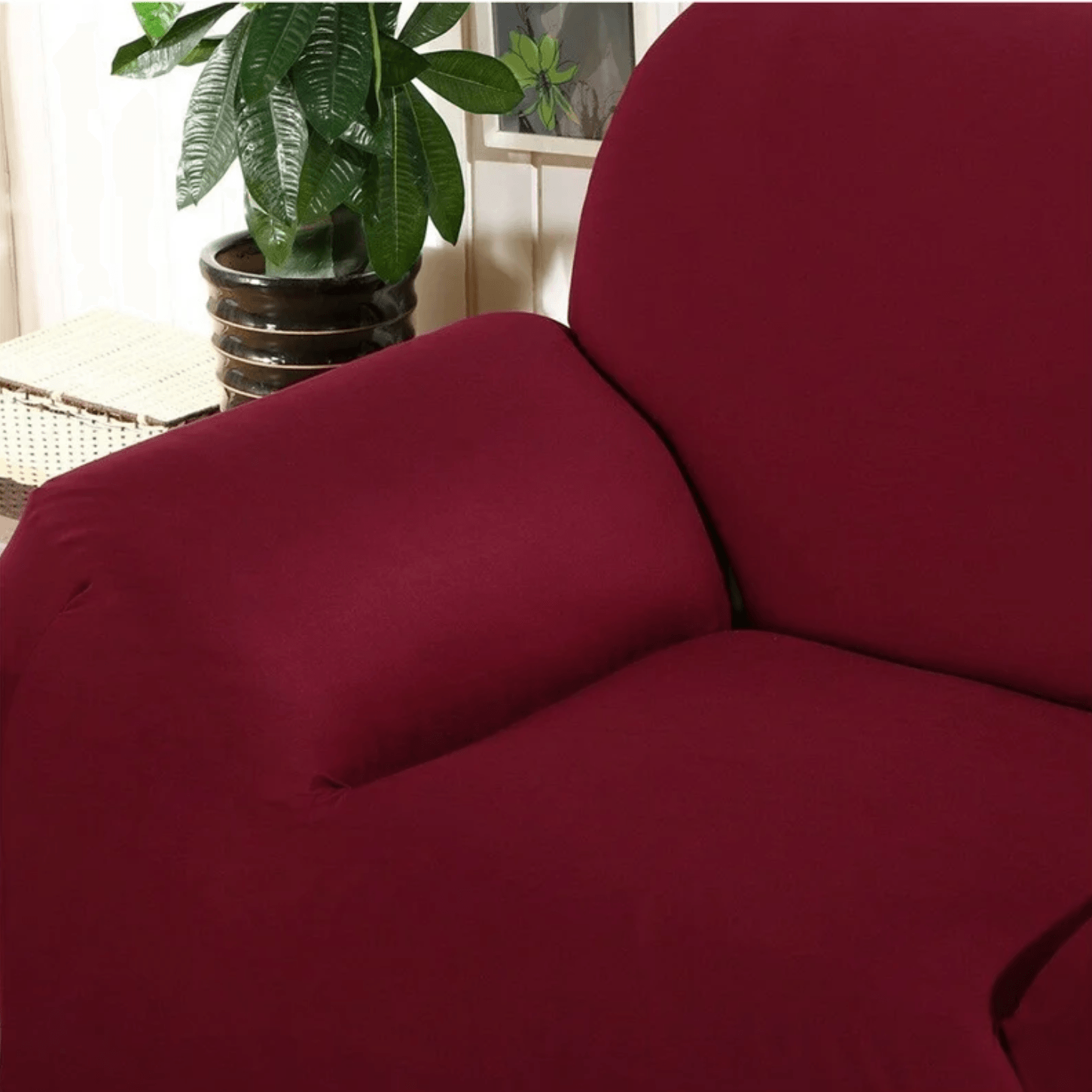 Rødvin - Stretch lenestol og sofatrekk - Kosteppe