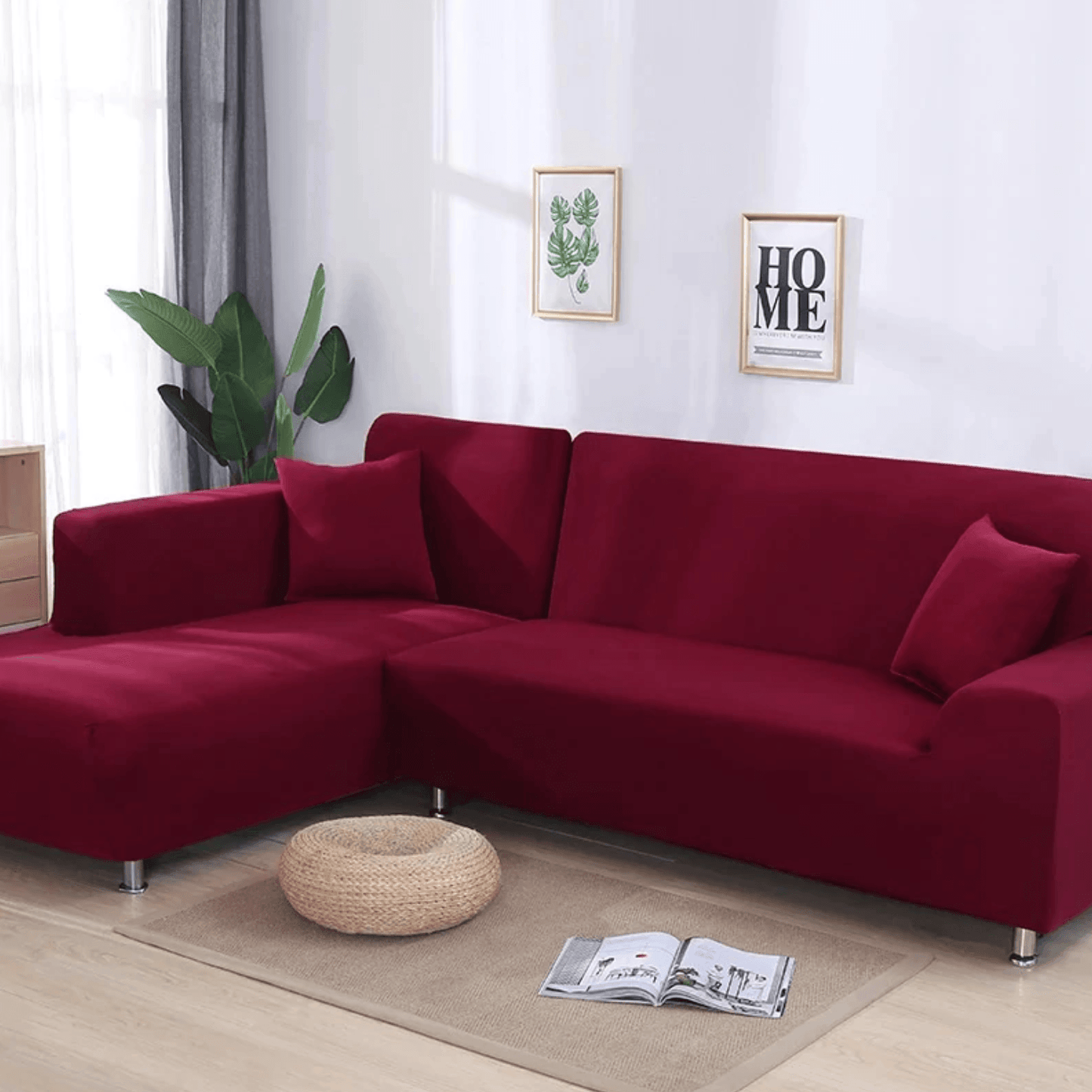 Rødvin - Stretch lenestol og sofatrekk - Kosteppe