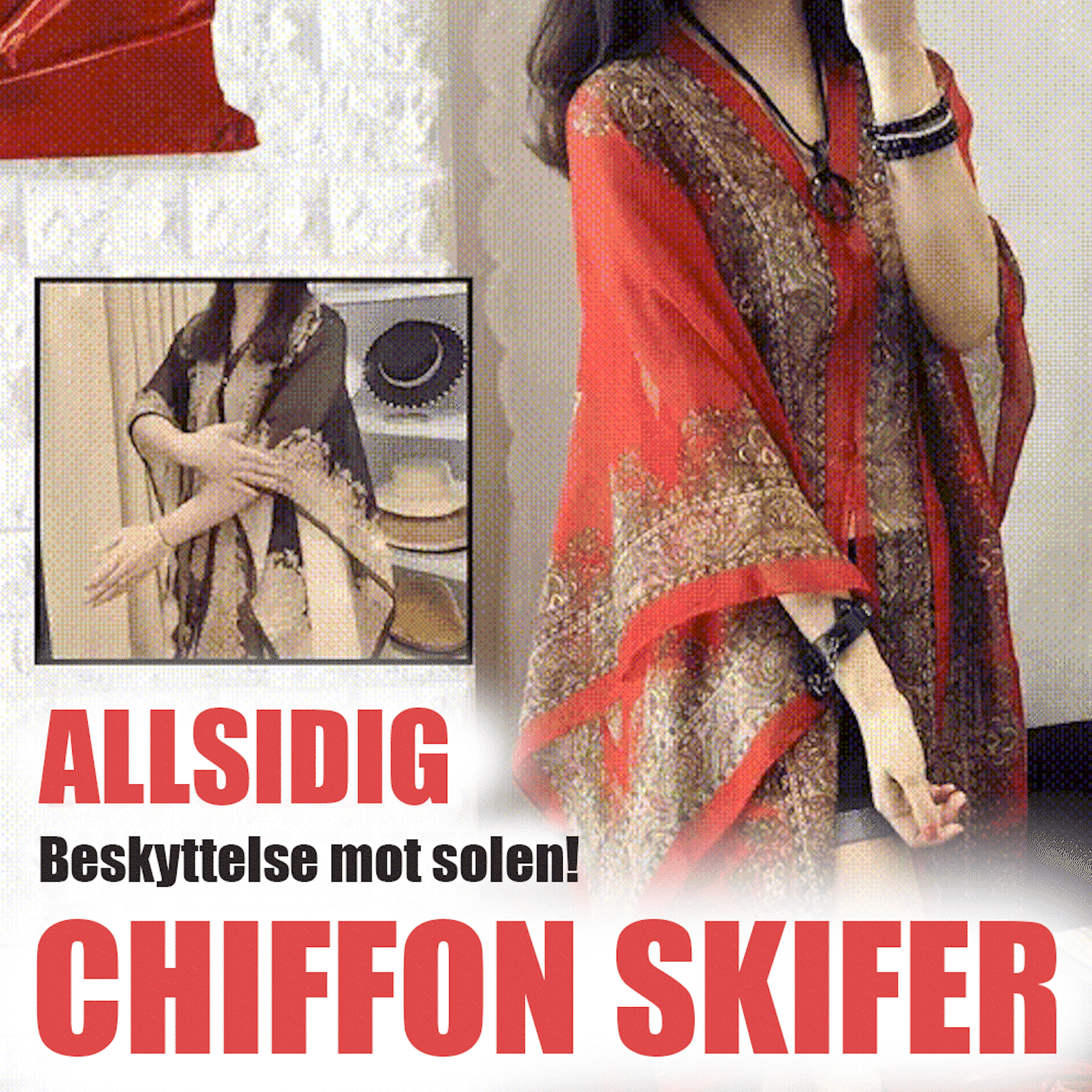 Solbeskyttende chiffonsjal - Kosteppe