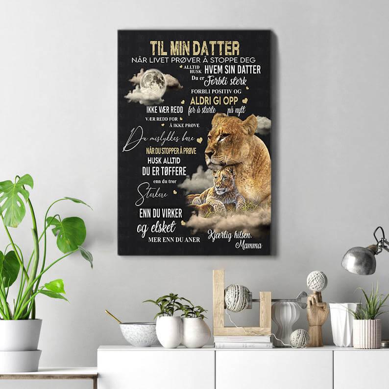 Foto på lerret fra mor til datter - "Kraften til mors kjærlighet" - Kosteppe