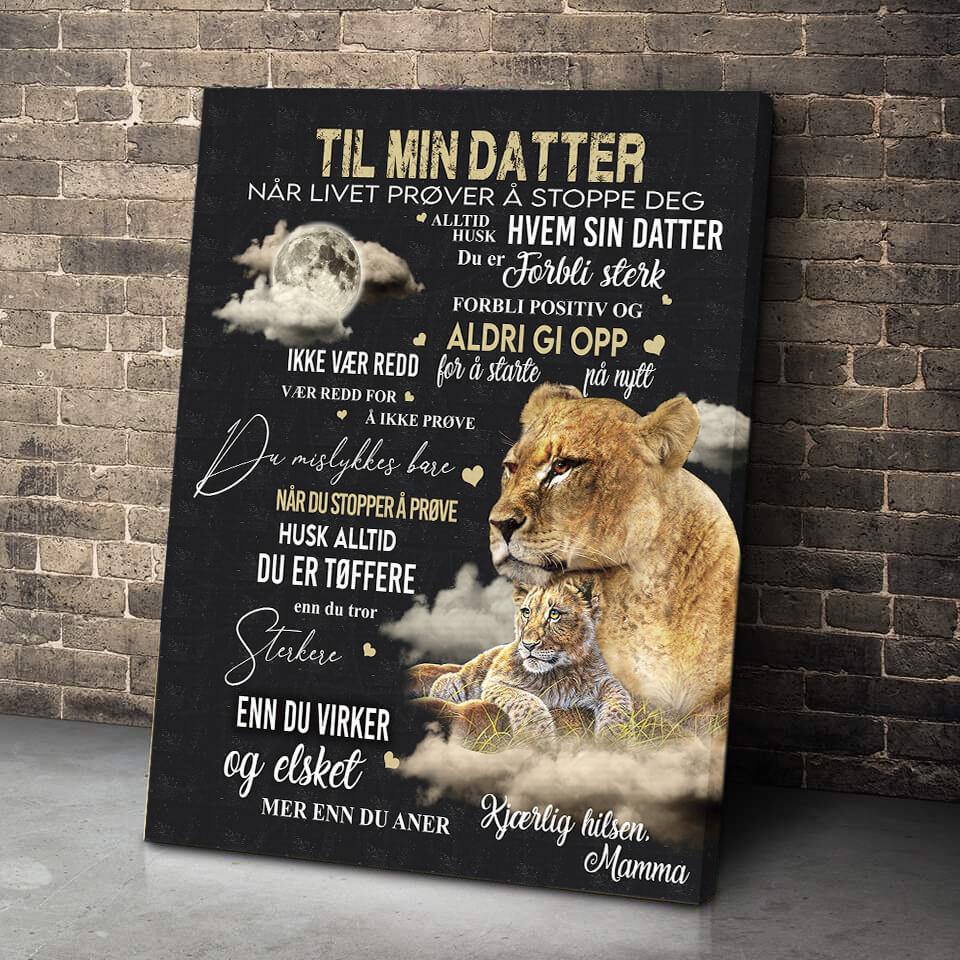 Foto på lerret fra mor til datter - "Kraften til mors kjærlighet" - Kosteppe