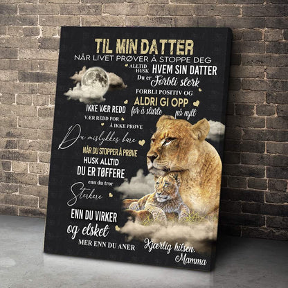 Foto på lerret fra mor til datter - "Kraften til mors kjærlighet" - Kosteppe