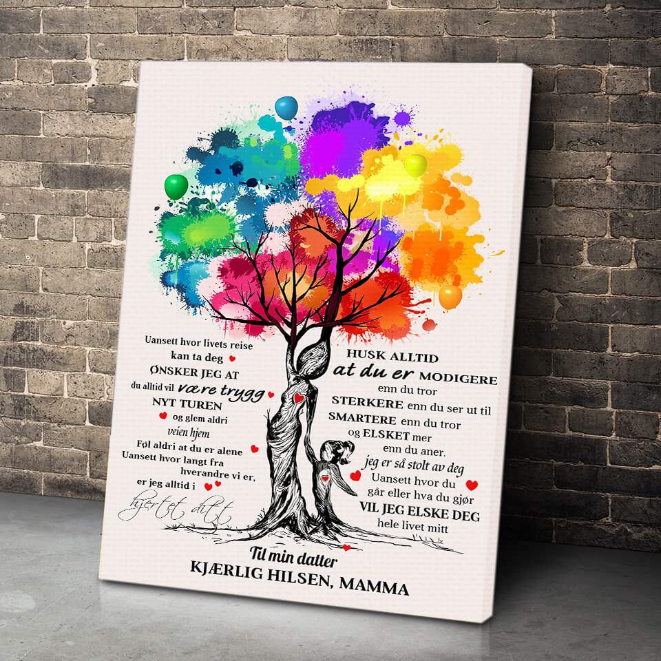 Foto på lerret fra mor til datter - "Mystisk tre" - Kosteppe