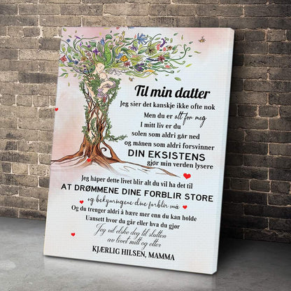 Foto på lerret fra mor til datter - "Kjærlighetstre" - Kosteppe