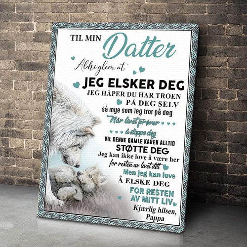 Foto på lerret fra far til datter - "Ulvelojalitet" - Kosteppe