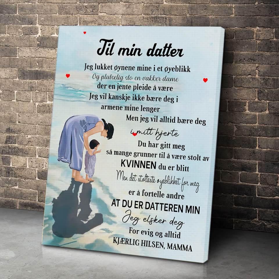 Foto på lerret fra mor til datter - "Min lille pike" - Kosteppe