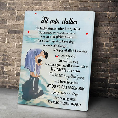 Foto på lerret fra mor til datter - "Min lille pike" - Kosteppe