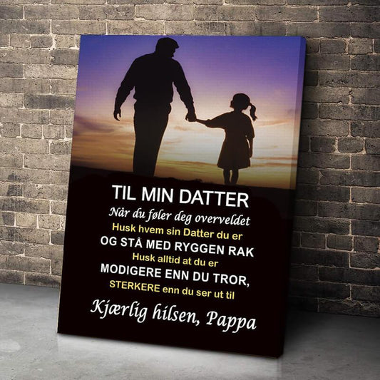 Foto på lerret fra far til datter - "Verdifulle øyeblikk" - Kosteppe