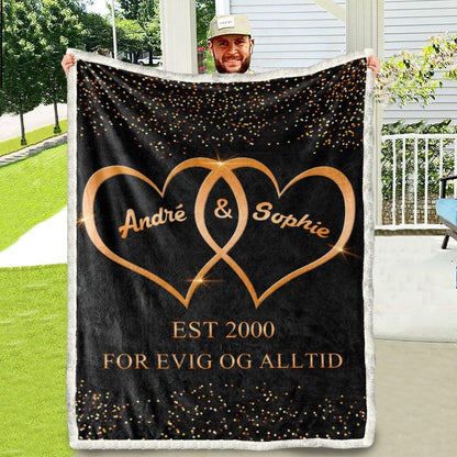Teppe for par med navnet ditt - For evig og alltid - Kosteppe