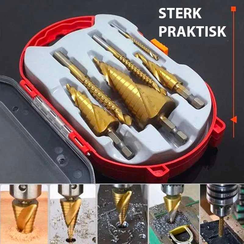 6 STK HSS titanbelagt boresett - Kosteppe