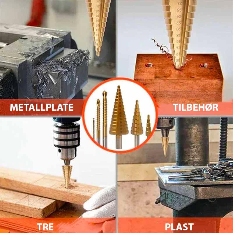 6 STK HSS titanbelagt boresett - Kosteppe
