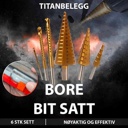 6 STK HSS titanbelagt boresett - Kosteppe