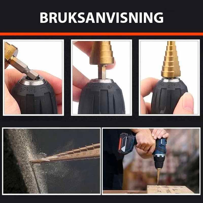 6 STK HSS titanbelagt boresett - Kosteppe